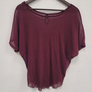 Inizio Womens Y2K Mesh Dolman Sleeve Fairy Top Size M Red Sheer Indie Sleaze